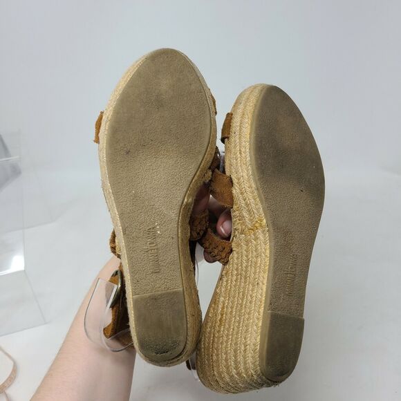 Minnetonka Womens Brown Suede Sandal Wedges Espadrilles size 10 M Braided Boho - Picture 5 of 7